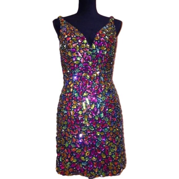 Luxury Couture Designer Crystals Beaded Runway Glamorous Cocktail Party Dress NW - Picture 5 of 12